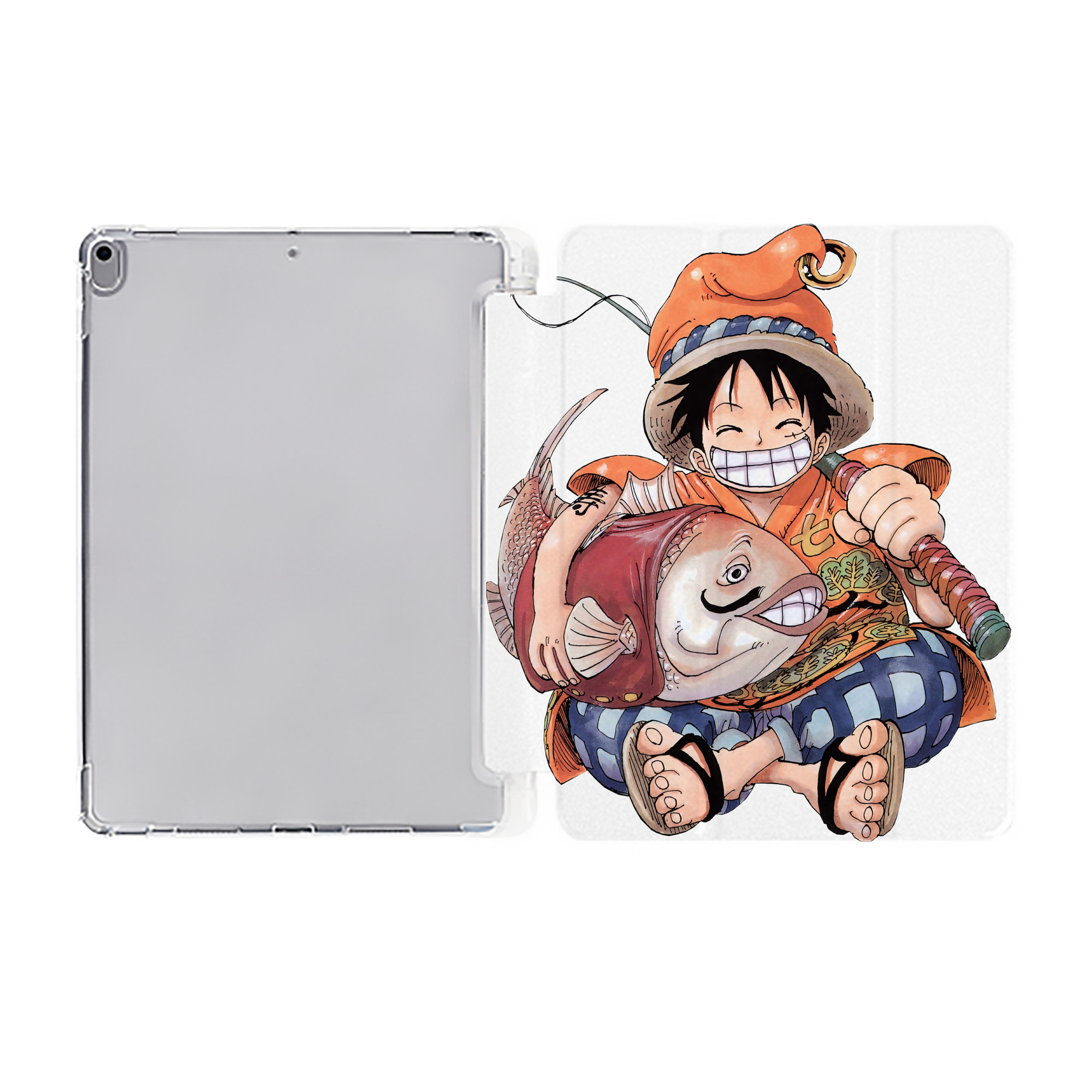（画像用） ワンピース モンキー・D・ルフィ ONE PIECE Monkey D. Luffy IPad ケース ペン収納付き 三つ折りスタンド PUレザー×シリコン 対応機種9.5/10.5/10.9インチ